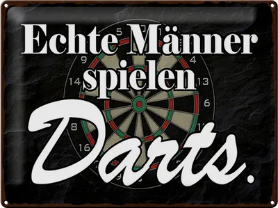 Produktbild von Blechschild echte Männer spielen Darts, 40 x 30 cm, Blechschilder Spruch Sport Hobby