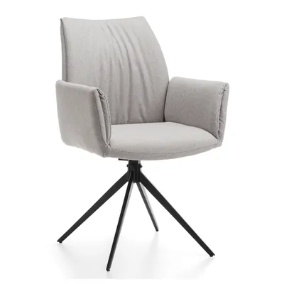 Zdjęcie produktu dla NEW HOME Krzesło PRATO do jadalni tapicerowane krzesło do salonu z tkaniny plecionej - jasnoszare - nowoczesne meble w stylu glamour
