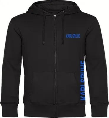 Produktbild von multifanshop Kapuzen Sweatshirt Jacke - Karlsruhe - Brust & Seite, schwarz, Größe XXL