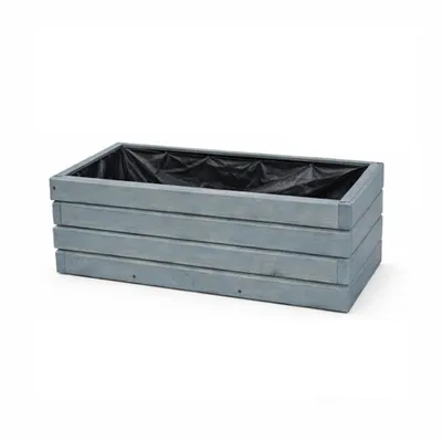 Obrázok produktu pre Drevený kvetináč 60 cm – kvetináč na balkón a terasu, odolný voči poveternostným vplyvom, na bylinky, vyvýšený záhon do záhrady (D2 sivá)