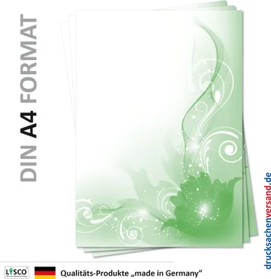 Produktbild von Motiv Briefpapier (MPA-5146, DIN A4, 25 Blatt) grün Blumen Ornamente Muster grünes farbiges Motivpapier