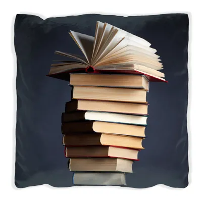 Produktbild von Wallario Premium Kissen, weiche Oberfläche, mit Motiv Bücherstapel, Größe: 40 x 40 cm, mit weißer Rückseite