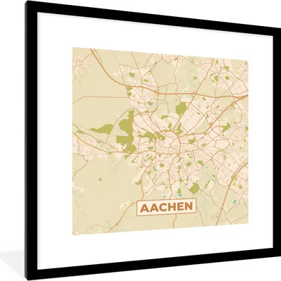 Produktbild von MuchoWow® Gerahmtes Poster Karte - Jahrgang - Aachen - Stadtplan 40x40 cm - Poster mit Schwarzem Bilderrahmen Wandposter Rahmen Foto Bilder - Poster - Plakat im Rahmen
