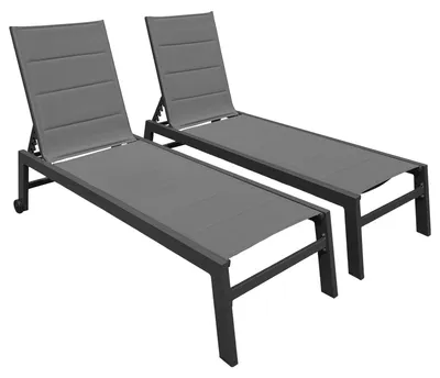 Produktbild von 2erSet Sonnenliegen BARBADOS aus grauem Textilene - Aluminium anthrazitgrau