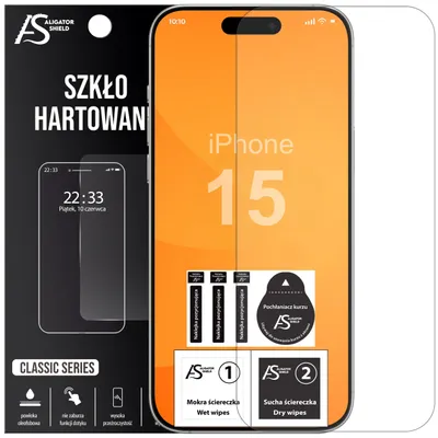 Zdjęcie produktu dla Szkło hartowane do iPhone 15 – szybka ochronna na ekran 9H