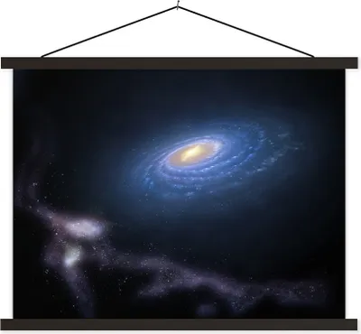Produktbild von MuchoWow® Textilposter Eine Illustration der Milchstraße im Weltraum 150x113 cm mit schwarzem Rahmen - Wohnzimmer