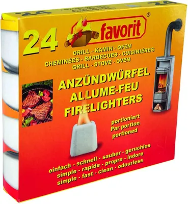 Produktbild von Favorit Anzündwürfel einzeln portioniert im Tray 24 Stück