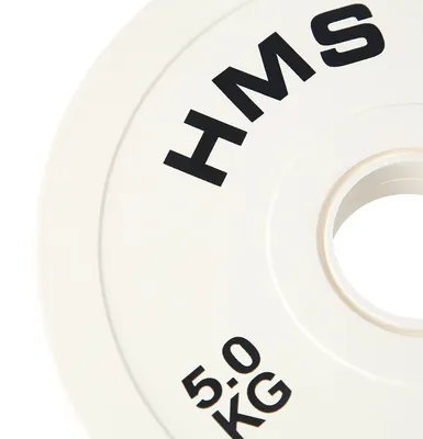 Productafbeelding van HMS Fitness CBRS50, Olympic, rubberen gewichtsschijf, 5 kg, wit, rond, staal