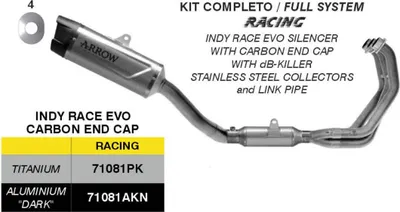Obrázok produktu pre ARROW Racing Indy Race EVO Kompletný výfukový systém z titánu pre Yamaha YZF R9