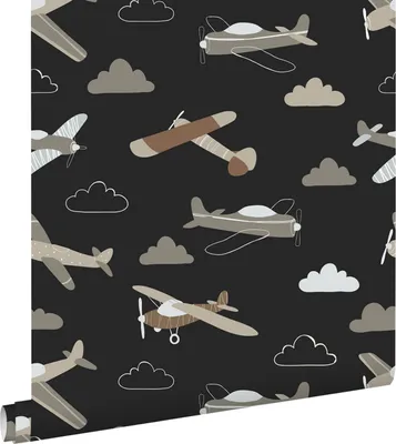 Obrázek produktu pro ESTAhome tapety letadla černá a hnědá 50 x 900 cm