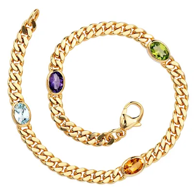 Produktbild von Armband aus 585 Gold Gelbgold Edelsteine Aquamarin Citrin Amethyst Peridot 19cm