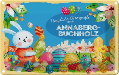 Produktbild von vianmo Blechschild 20x30 cm Ostergrüße ANNABERG-BUCHHOLZ Ostern Gruß