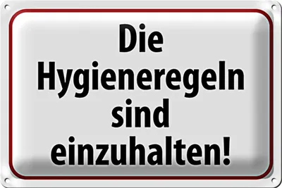 Produktbild von Blechschild Hinweis 30x20cm Hygieneregeln sind einzuhalten