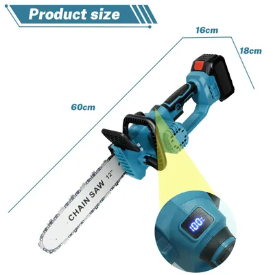 Produktbild von Akku-Kettensäge - Bürstenlose elektrische Astsäge - 2200 W - 30 cm Schwert - 2 Akkus - Handgeführt