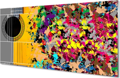 Produktbild von Glasbilder 120x60 Wandkunst Akustische Gitarre Farben