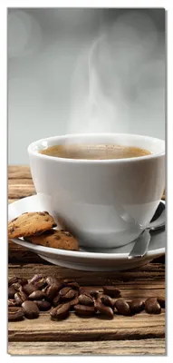 Produktbild von Wallario selbstklebende Türtapete 93 x 205 cm - Heiße Tasse Kaffee mit Kaffeebohnen - Abwischbar, rückstandsfrei zu entfernen