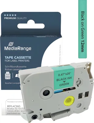 Produktbild von MediaRange Schriftbandka. Brother TZ-731/TZe-731 12mmx8m sw