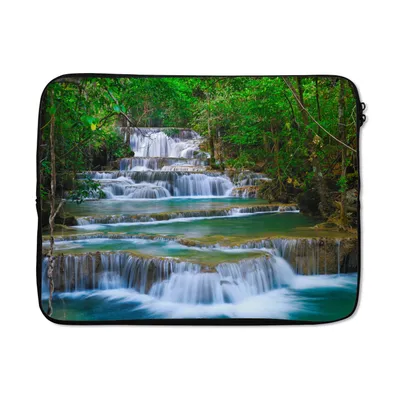 Produktbild von MuchoWow® Laptop Hülle 17 Zoll Laptoptasche Wasserfall - Bäume - Natur - Dschungel - Zipper - Schutzabdeckung