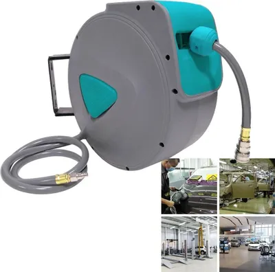 Zdjęcie produktu dla LARS360 20M szary zwijacz węża sprężonego powietrza automatyczne złącze 1/4" zwijacz węża ścienny uchwyt węża automatyczny zwijacz węża sprężonego powietrza
