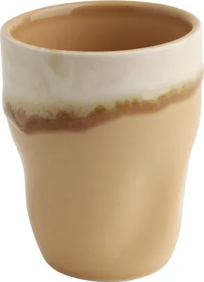 Produktbild von Kaffeebecher - 300 ml - Creme - Steinzeug - mit beigem Rand - glasiert