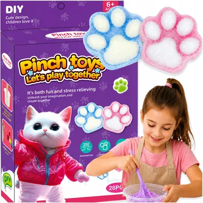 Produktbild von DIY Squishy Bastelset Katzenpfote (28-teilig) – Kreativset zum Erstellen von Slime & Squishies – DIY Katzenpfoten Gniotki herstellen inklusive Silikon