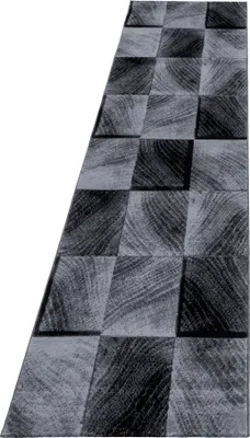 Produktbild von Teppich Läufer Wohnzimmer Schwarz 80x300 Kariertes Design aus Polypropylen