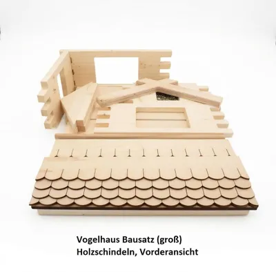 Immagine prodotto di Kit per casetta per uccelli (grande) con scandole di legno, Immagine generata dall'IA