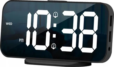 Image de Horloge électronique numérique LED HD murale de table de bureau réveil miroir
