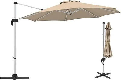 Produktbild von KOMFOTTEU Ampelschirm Ø340cm, Sonnenschirm mit 360° drehbar, Gartenschirm mit verstellbarem Neigungswinkel & Kurbel, Terrassenschirm mit UV-Schutz
