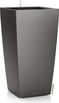 Immagine prodotto di Fioriera LECHUZA CUBICO Premium 30 Antracite Metallic | Fioriera con sistema di irrigazione | Superficie metallica | 29,5 x 29,5 x 56,5 cm | 18184
