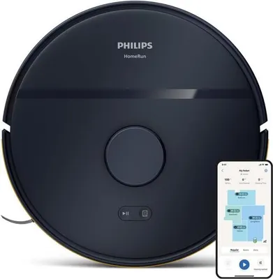 Immagine prodotto di Robot aspirapolvere con funzione di pulizia PHILIPS Serie 2000, 6000 Pa, 66 dB, contenitore per la polvere da 380 ml, serbatoio dell'acqua da 300 ml, blu notte