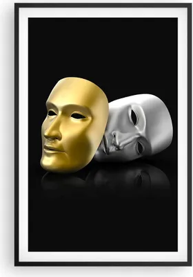 Produktbild von Gerahmtes Poster - Schwarzer Rahmen - Maske Theater Bühne Schauspieler - 61x91,5 cm - Wand Bild - Wanddeko - Wandbilder - Wandposter - Bilderrahmen - Bilder - Kunstdruck - Wandbild - P2BPA61x91-2432
