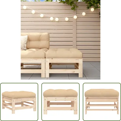 Produktbild von The Living Store Gartenhocker mit Kissen Massivholz Kiefer
