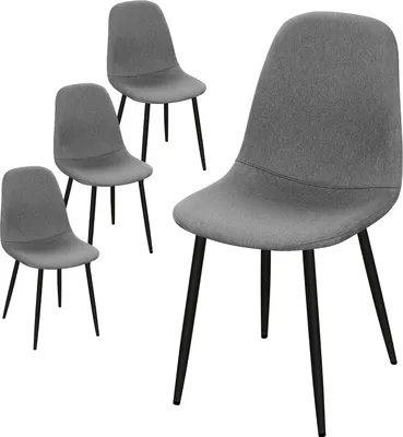 Produktbild von HOMELUX Esszimmerstühle 4er Set, Stühle Esszimmer, Polsterstuhl, Küchenstuhl mit Rückenlehne & Metallbeinen, Grau