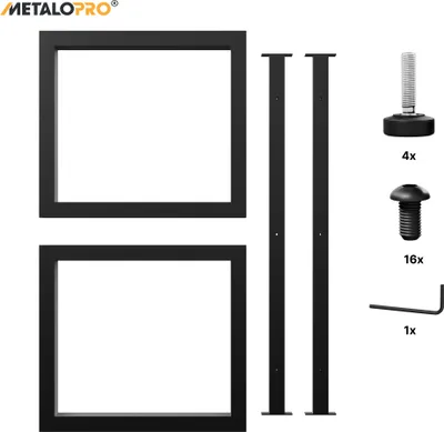 Immagine prodotto di MetaloPro Extreme - Gambe stabili in metallo per tavolo, nero Pattini/telaio per tavolo da pranzo, gambe per scrivania, forma trapezoidale, design resistente per soggiorno e ufficio - 140x80x72 cm