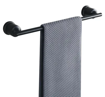 Image de Porte-serviettes mural en acier inoxydable 304 avec vis dissimulées, barre pour serviettes de bain à fixer par perçage (noir - 40 cm)