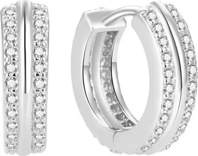 Image de Boucles d'oreilles rondes en argent avec zircons AGUC2378L