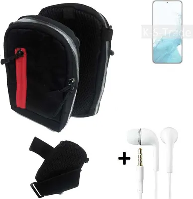 Produktbild von K-S-Trade Outdoor Gürteltasche Holster Umhängetasche + Kopfhörer kompatibel mit Samsung Galaxy S22+ Exynos schwarz Handy Tasche Case travelbag