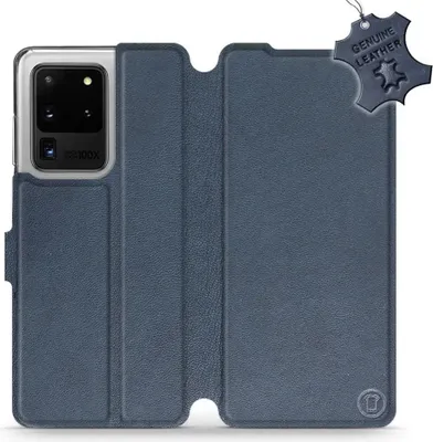 Produktbild von Echtleder Handyhülle für Galaxy S20 Ultra, Mobiwear Leather, Dunkelblau