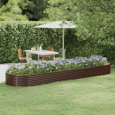 Obrázok produktu pre vidaXL Zvýšená posteľ Pozinkovaná oceľ 396x100x36 cm Hnedá
