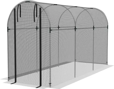 Produktbild von Vogelschutznetz, Pflanzenschutz, robust, Tür mit Reißverschluss, 120x360x188 cm, Schwarz/Silber