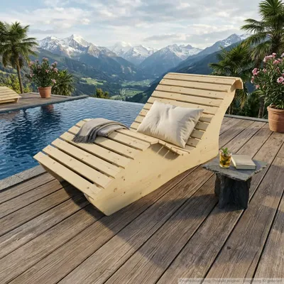 Produktbild von Holzliege Waldsofa Wellenliege Relaxliege "Sigi" Gartenliege Massivholz Fichte abgeschrägt 80cm Himmelsliege
