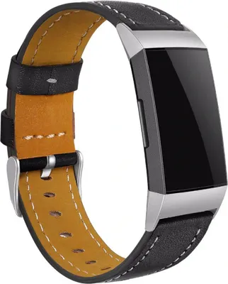 Produktbild von Strap-it Fitbit Charge 3 Armband Leder (elegantes Schwarz)