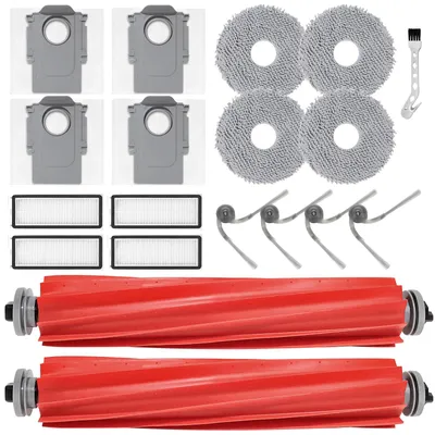 Zubehörset für Saugroboter, 2 Hauptbürsten, 4 Tücher, 4 Beutel, 4 Filter