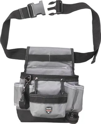 Obrázok produktu pre kwb nylonový opasok na náradie s vreckom na klince, veľkým a malým vreckom, pútkom na kladivo a pútkom s karabínou, 19 x 8,5 x 21 cm