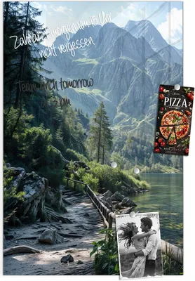 Produktbild von Magnettafel 40x60cm Pinnwand Whiteboard beschreibbar - Berglandschaft See
