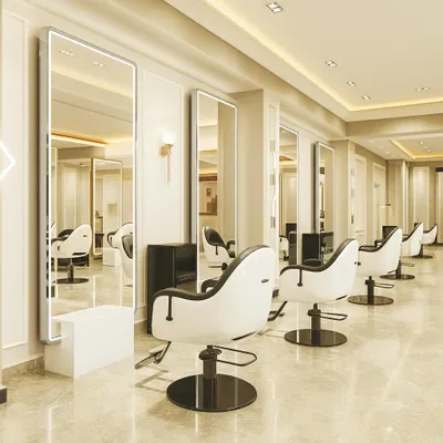 Obrázek produktu pro Konzola konsoleta kadeřnická barberská kosmetická zrcadlo LED rám hliníkový 200x80 PRO