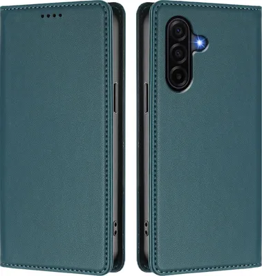 Image de Etui en cuir pour Samsung Galaxy A37, étui magnétique en cuirPolyuréthaneavec support Vert