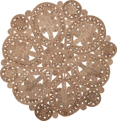 Produktbild von BELIANI Teppich Beige Jute ø 120 cm Kurzflor Orientalisches Design Maschinengewebt Rund