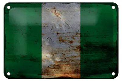 Produktbild von Blechschild Flagge Nigeria 18x12cm Flag of Nigeria Rost Dekoration